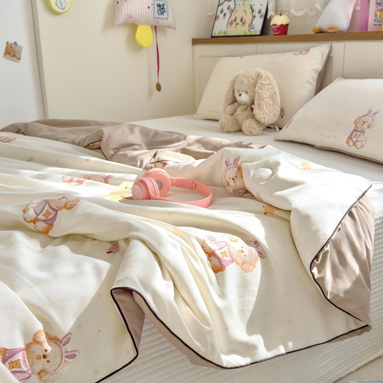 91家纺网 家纺一手货源 找家纺 铺尚美家纺 2026新款A类水洗双层纱大豆夏被子被芯 乐奇