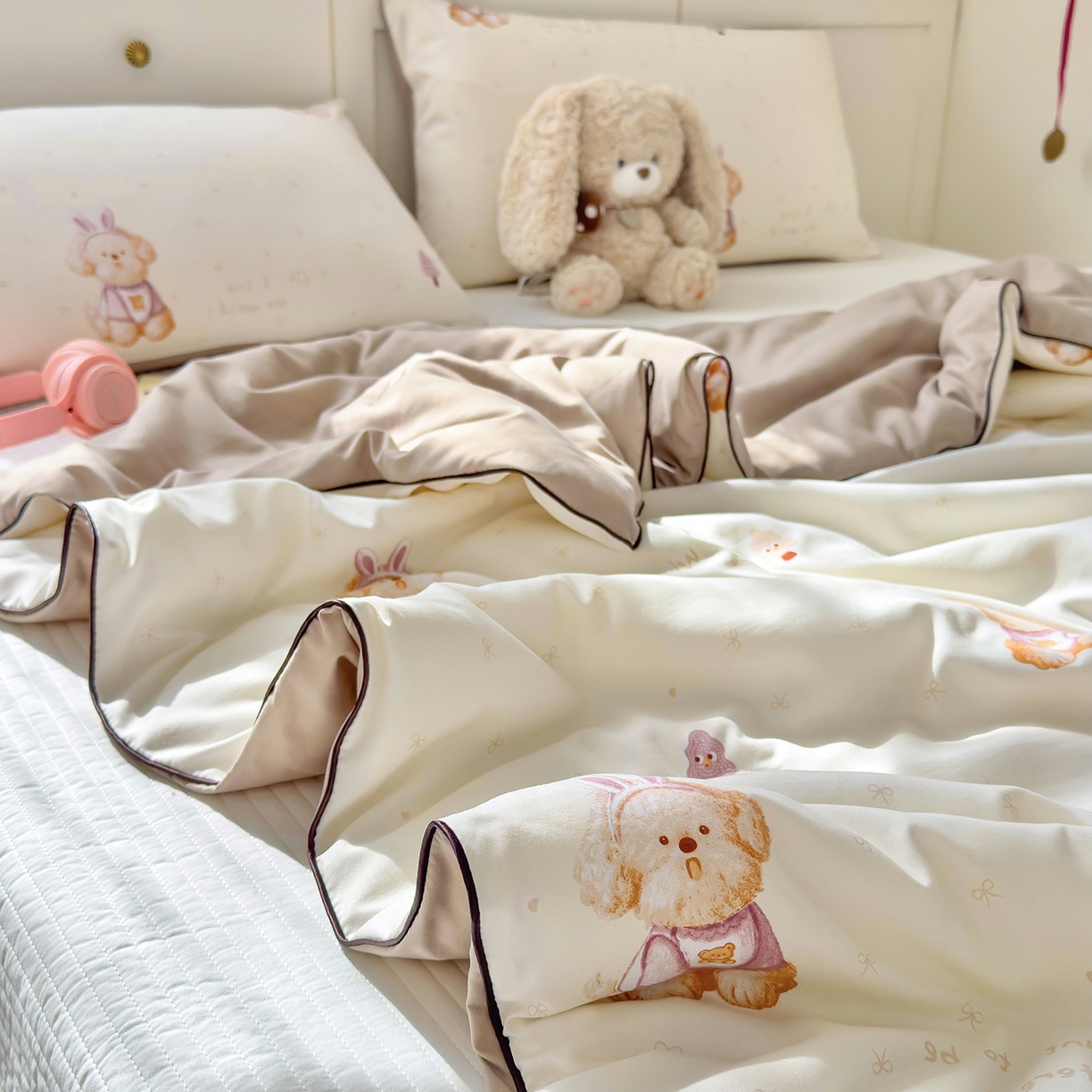 91家纺网 家纺一手货源 找家纺 铺尚美家纺 2026新款A类水洗双层纱大豆夏被子被芯 乐奇