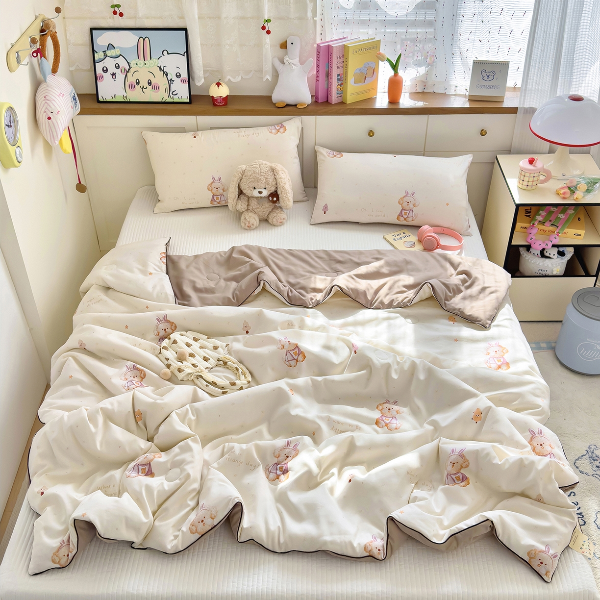 91家纺网 家纺一手货源 找家纺 铺尚美家纺 2026新款A类水洗双层纱大豆夏被子被芯 乐奇