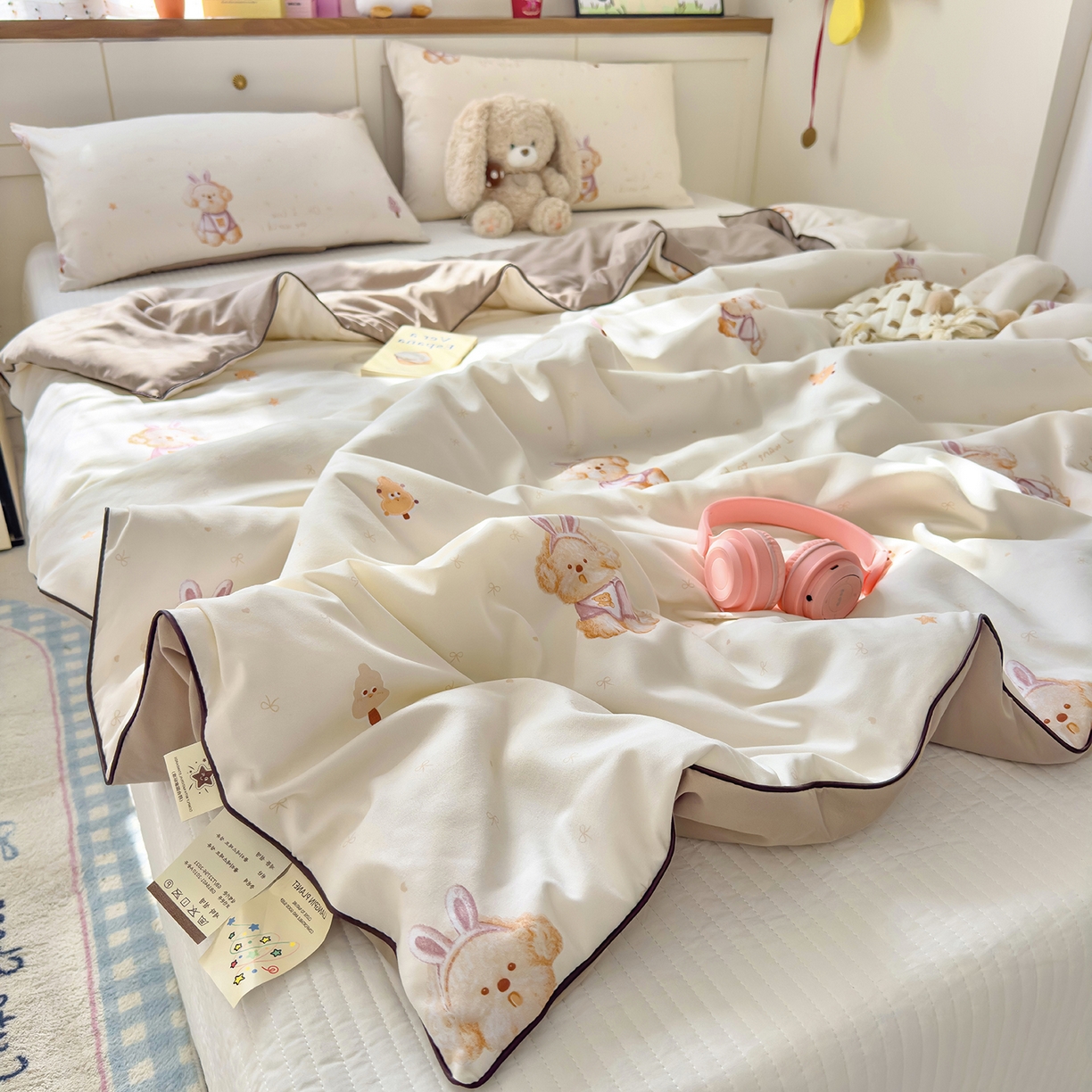 91家纺网 家纺一手货源 找家纺 铺尚美家纺 2026新款A类水洗双层纱大豆夏被子被芯 乐奇