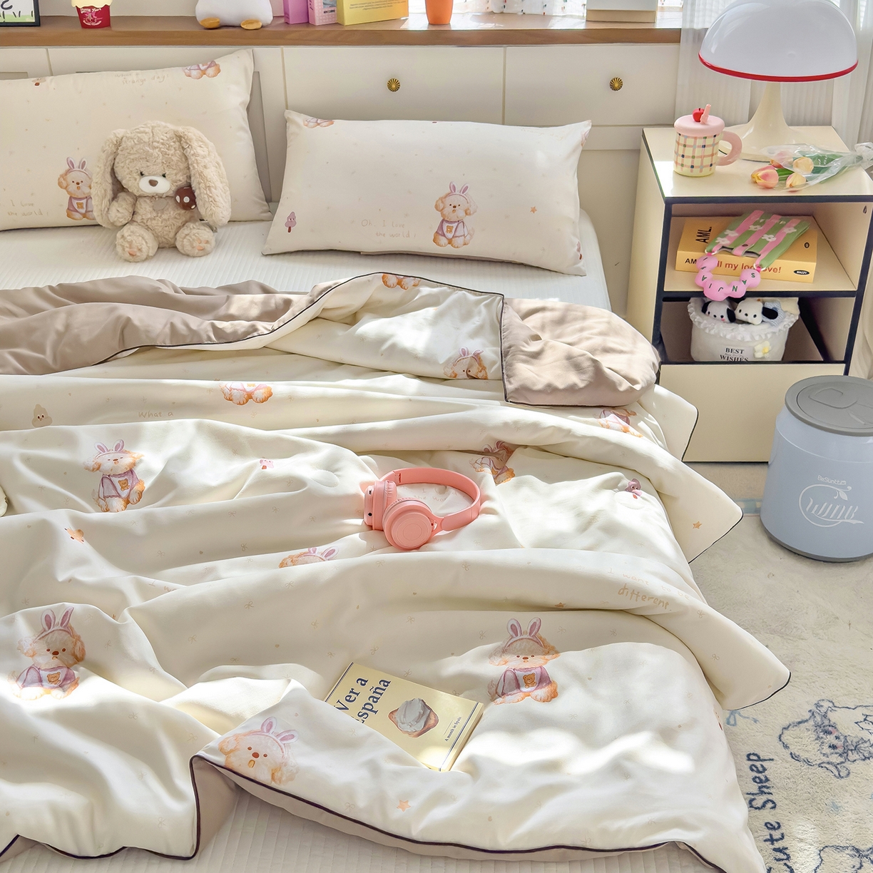 91家纺网 家纺一手货源 找家纺 铺尚美家纺 2026新款A类水洗双层纱大豆夏被子被芯 乐奇