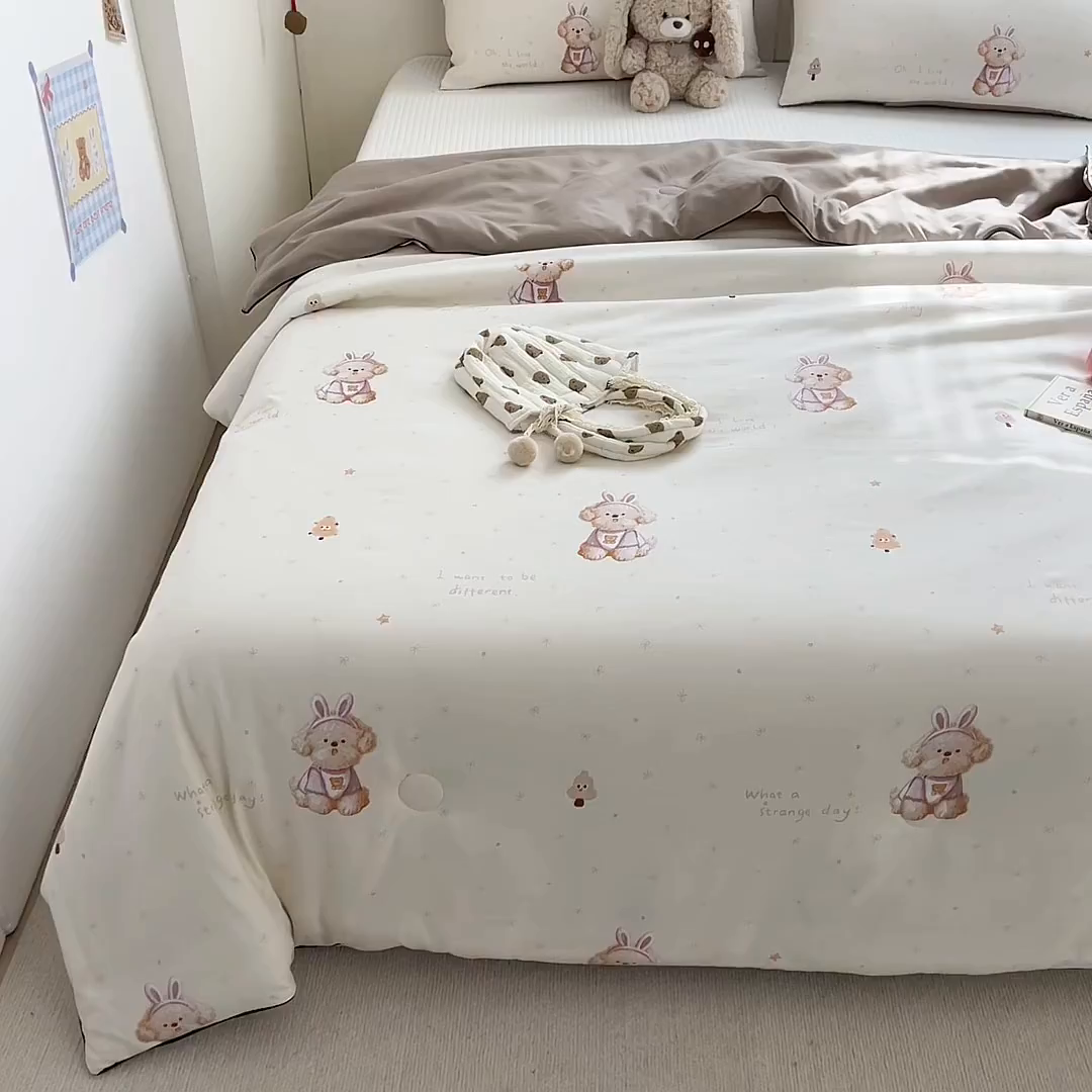 91家纺网 家纺一手货源 找家纺 铺尚美家纺 2026新款A类水洗双层纱大豆夏被子被芯 乐奇