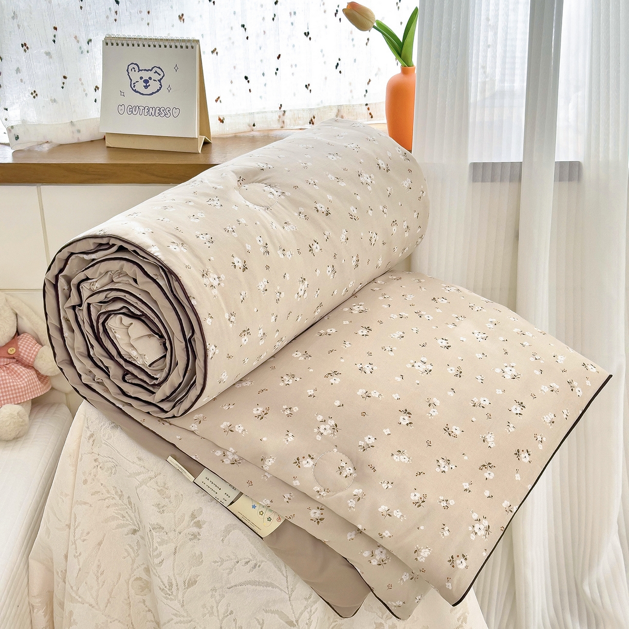 铺尚美家纺 2026新款A类水洗双层纱大豆夏被子被芯 绒花语