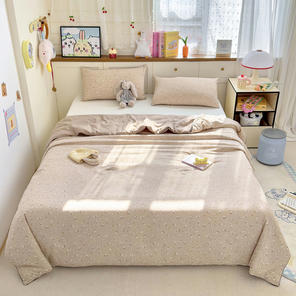 91家纺网 家纺一手货源 找家纺 铺尚美家纺 2026新款A类水洗双层纱大豆夏被子被芯 绒花语