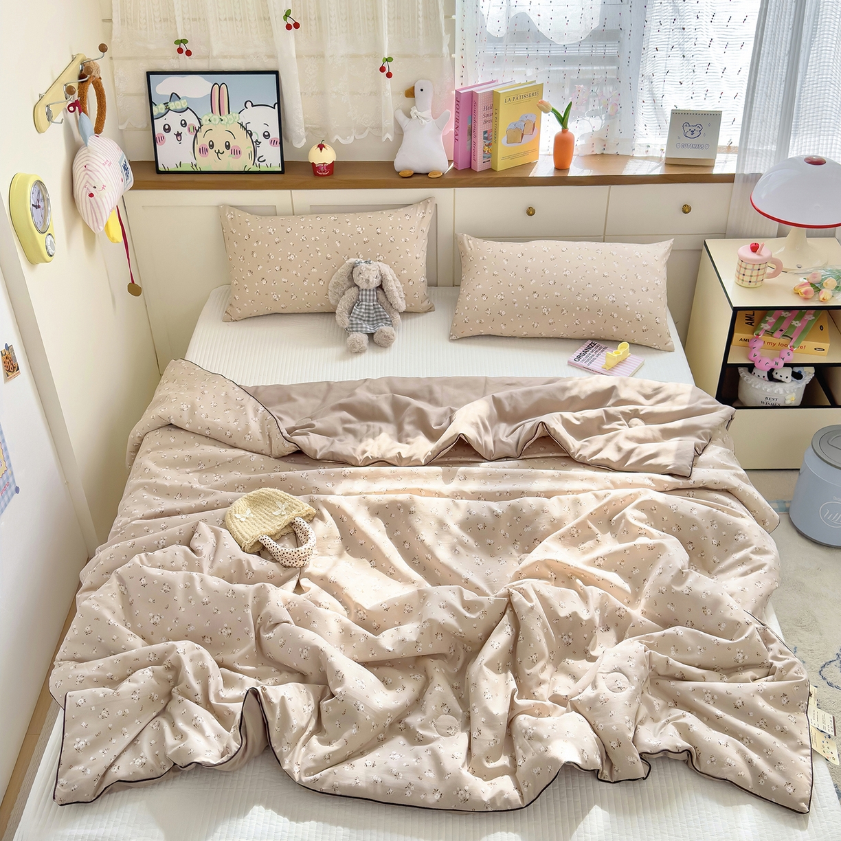 91家纺网 家纺一手货源 找家纺 铺尚美家纺 2026新款A类水洗双层纱大豆夏被子被芯 绒花语