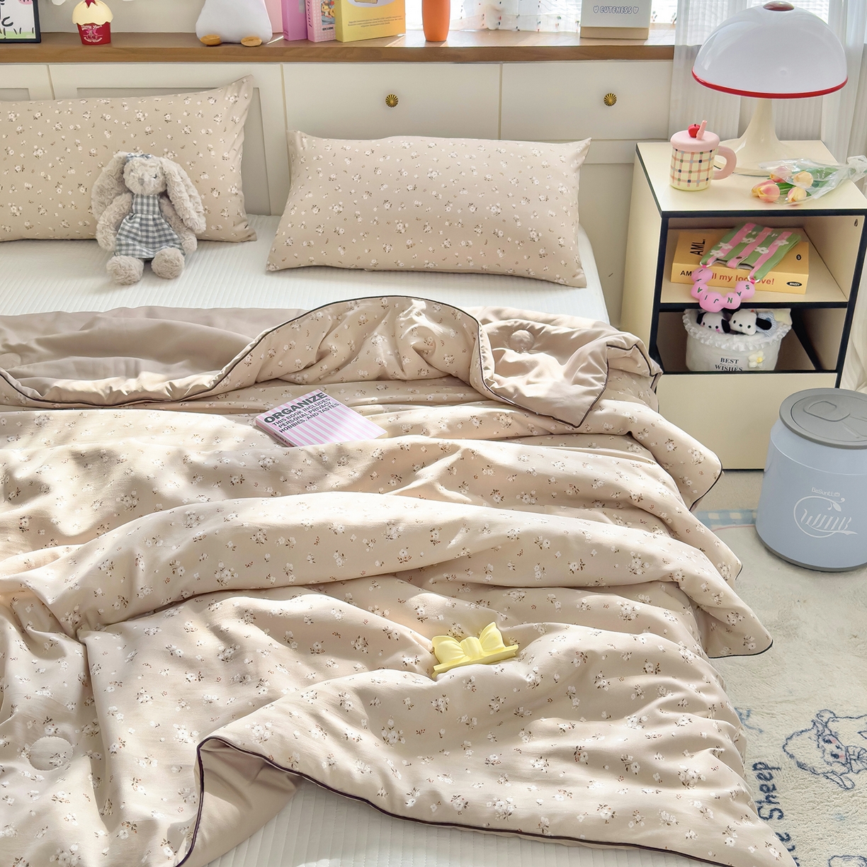 91家纺网 家纺一手货源 找家纺 铺尚美家纺 2026新款A类水洗双层纱大豆夏被子被芯 绒花语