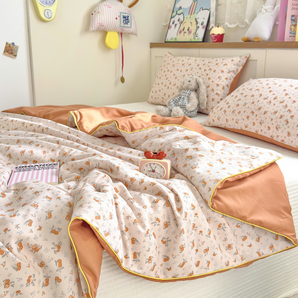 91家纺网 家纺一手货源 找家纺 铺尚美家纺 2026新款A类水洗双层纱大豆夏被子被芯 小橙集