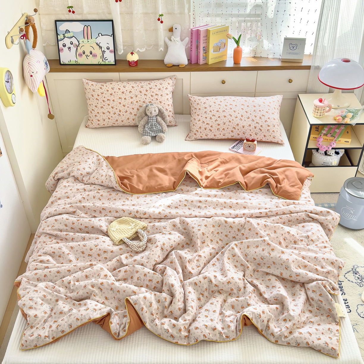 91家纺网 家纺一手货源 找家纺 铺尚美家纺 2026新款A类水洗双层纱大豆夏被子被芯 小橙集