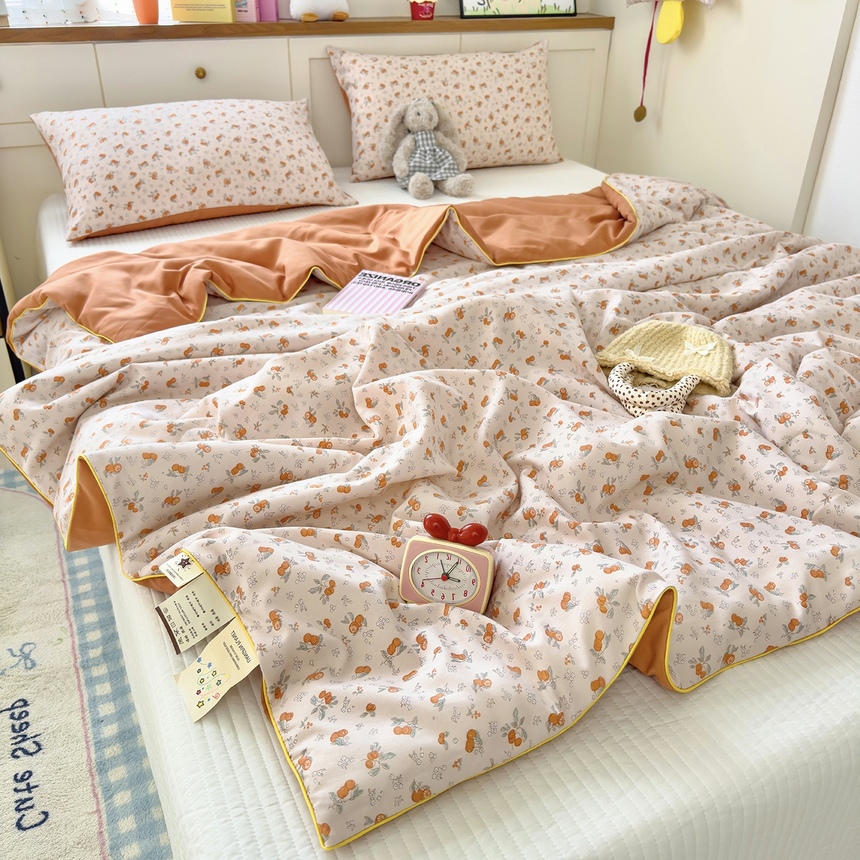 91家纺网 家纺一手货源 找家纺 铺尚美家纺 2026新款A类水洗双层纱大豆夏被子被芯 小橙集