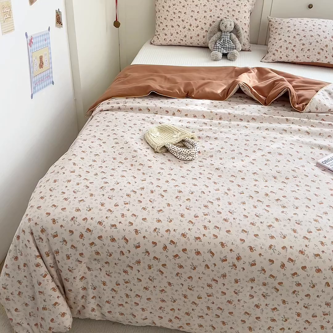 91家纺网 家纺一手货源 找家纺 铺尚美家纺 2026新款A类水洗双层纱大豆夏被子被芯 小橙集