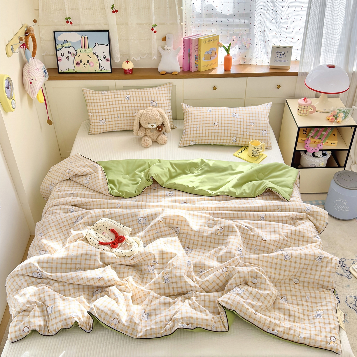 91家纺网 家纺一手货源 找家纺 铺尚美家纺 2026新款A类水洗双层纱大豆夏被子被芯 小狗乐园