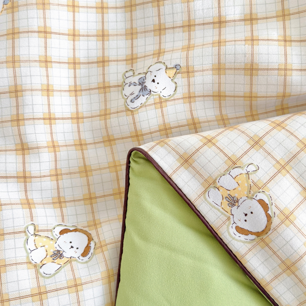 91家纺网 家纺一手货源 找家纺 铺尚美家纺 2026新款A类水洗双层纱大豆夏被子被芯 小狗乐园