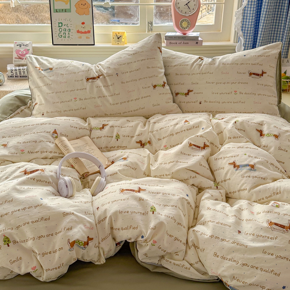 91家纺网 家纺一手货源 找家纺 暖伊家居 2026新款澳洲原单仿棉布袋四件套 腊肠狗