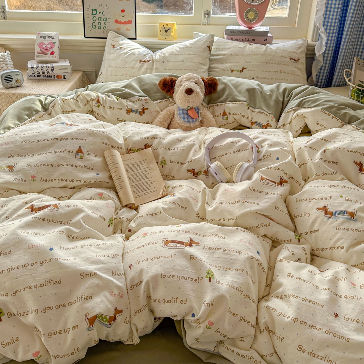 91家纺网 家纺一手货源 找家纺 暖伊家居 2026新款澳洲原单仿棉布袋四件套 腊肠狗