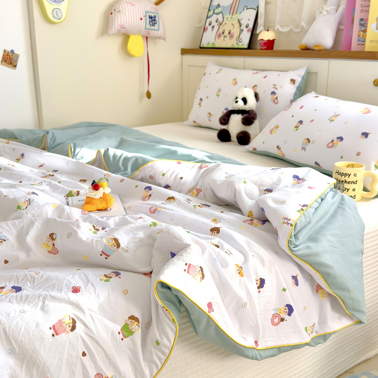 91家纺网 家纺一手货源 找家纺 铺尚美家纺 2026新款A类水洗双层纱大豆夏被子被芯 小新乐园