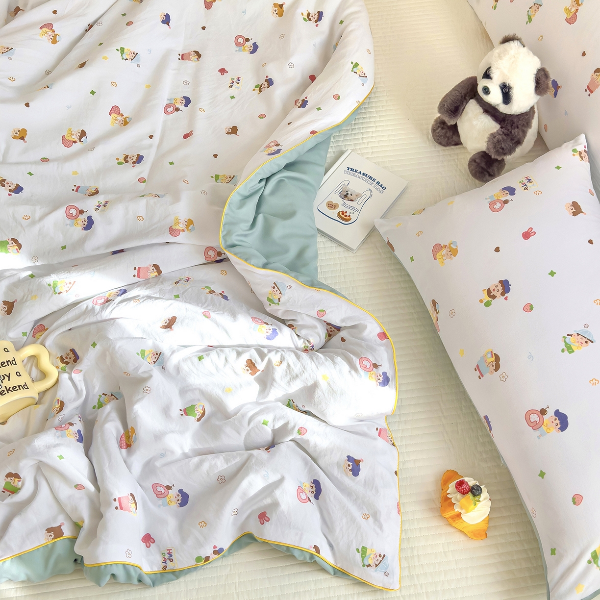 91家纺网 家纺一手货源 找家纺 铺尚美家纺 2026新款A类水洗双层纱大豆夏被子被芯 小新乐园