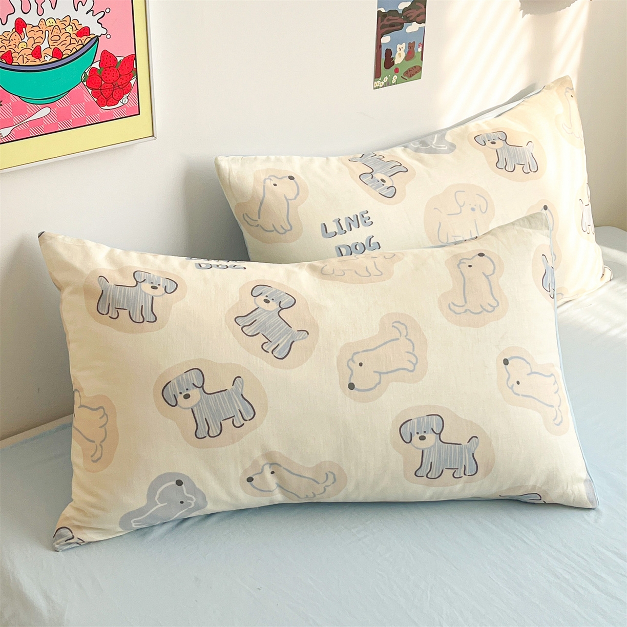 91家纺网 家纺一手货源 找家纺 盛秋家纺 2026新款A类水洗棉豆豆夏被系列二 修勾蓝+天空蓝