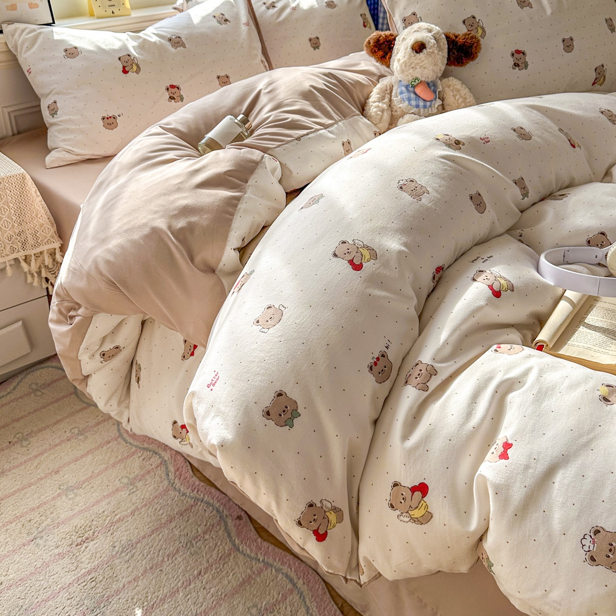 91家纺网 家纺一手货源 找家纺 暖伊家居 2026新款澳洲原单仿棉布袋四件套 可可糖豆