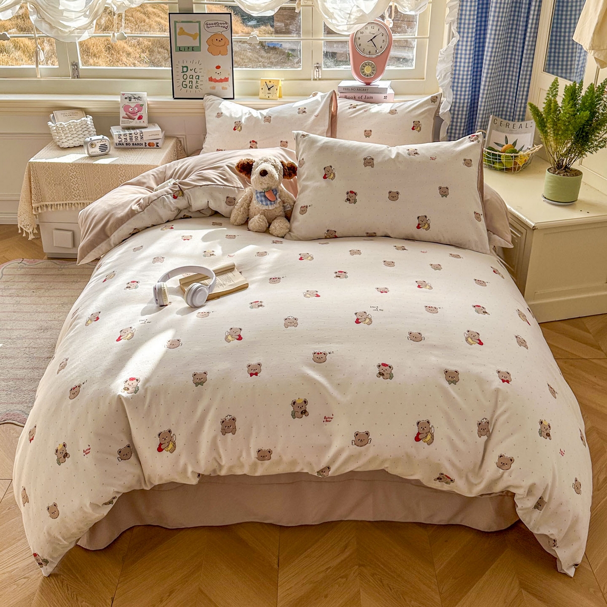 91家纺网 家纺一手货源 找家纺 暖伊家居 2026新款澳洲原单仿棉布袋四件套 可可糖豆