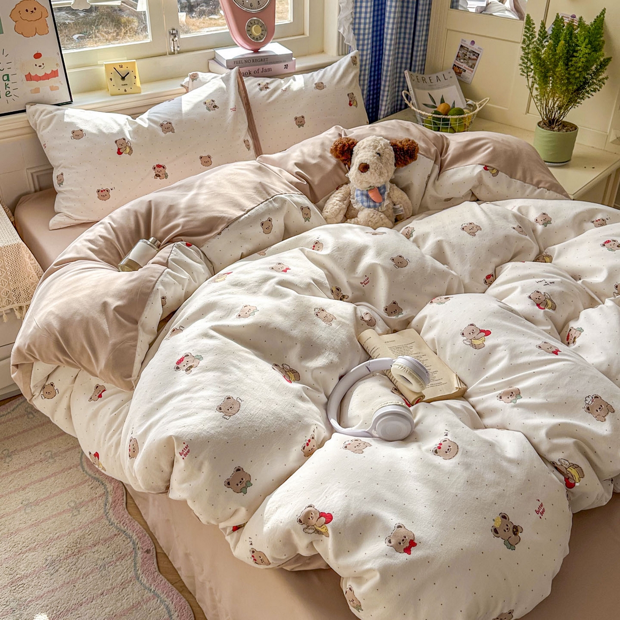 91家纺网 家纺一手货源 找家纺 暖伊家居 2026新款澳洲原单仿棉布袋四件套 可可糖豆