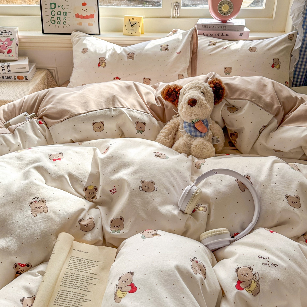 91家纺网 家纺一手货源 找家纺 暖伊家居 2026新款澳洲原单仿棉布袋四件套 可可糖豆