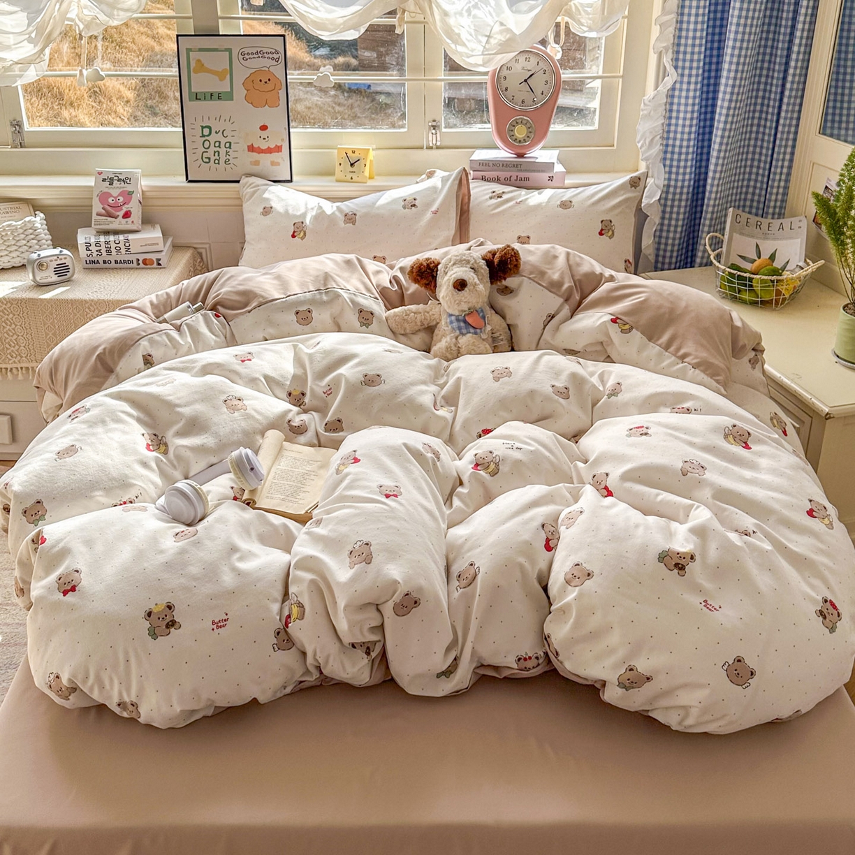 91家纺网 家纺一手货源 找家纺 暖伊家居 2026新款澳洲原单仿棉布袋四件套 可可糖豆