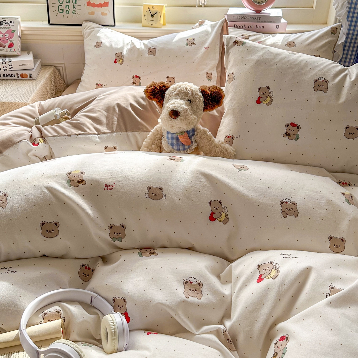 91家纺网 家纺一手货源 找家纺 暖伊家居 2026新款澳洲原单仿棉布袋四件套 可可糖豆