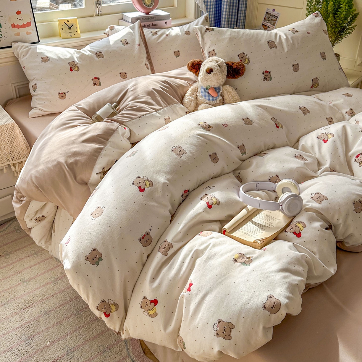 91家纺网 家纺一手货源 找家纺 暖伊家居 2026新款澳洲原单仿棉布袋四件套 可可糖豆