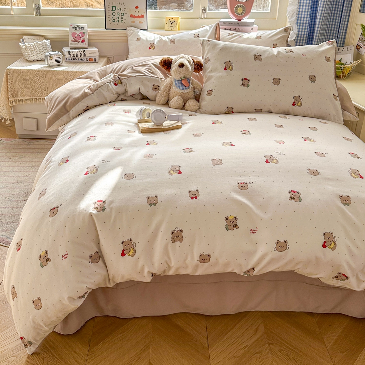 91家纺网 家纺一手货源 找家纺 暖伊家居 2026新款澳洲原单仿棉布袋四件套 可可糖豆