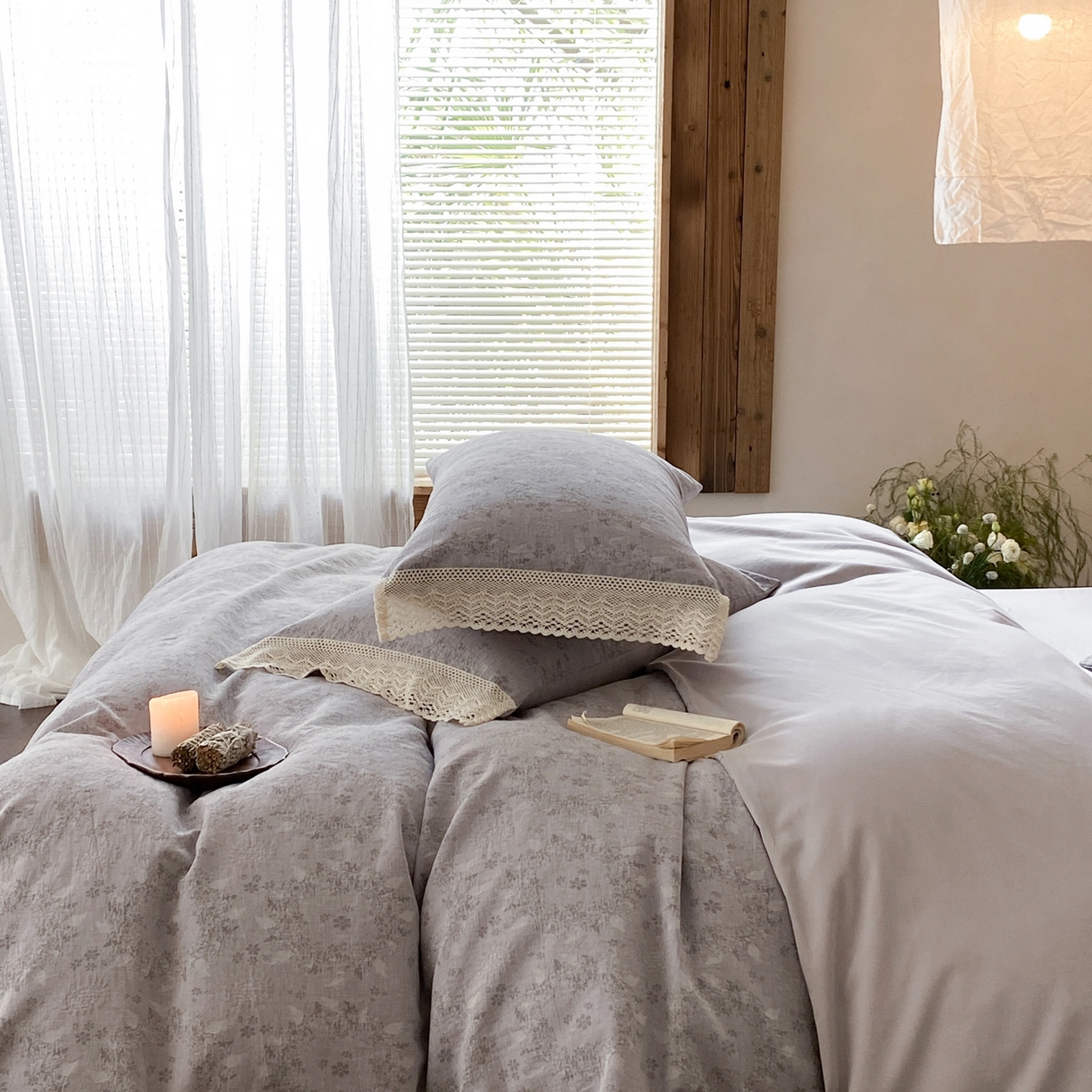 91家纺网 家纺一手货源 找家纺 赫帛 2026新款全棉纯棉色织提花水洗棉四件套-叶岚 叶岚-紫色