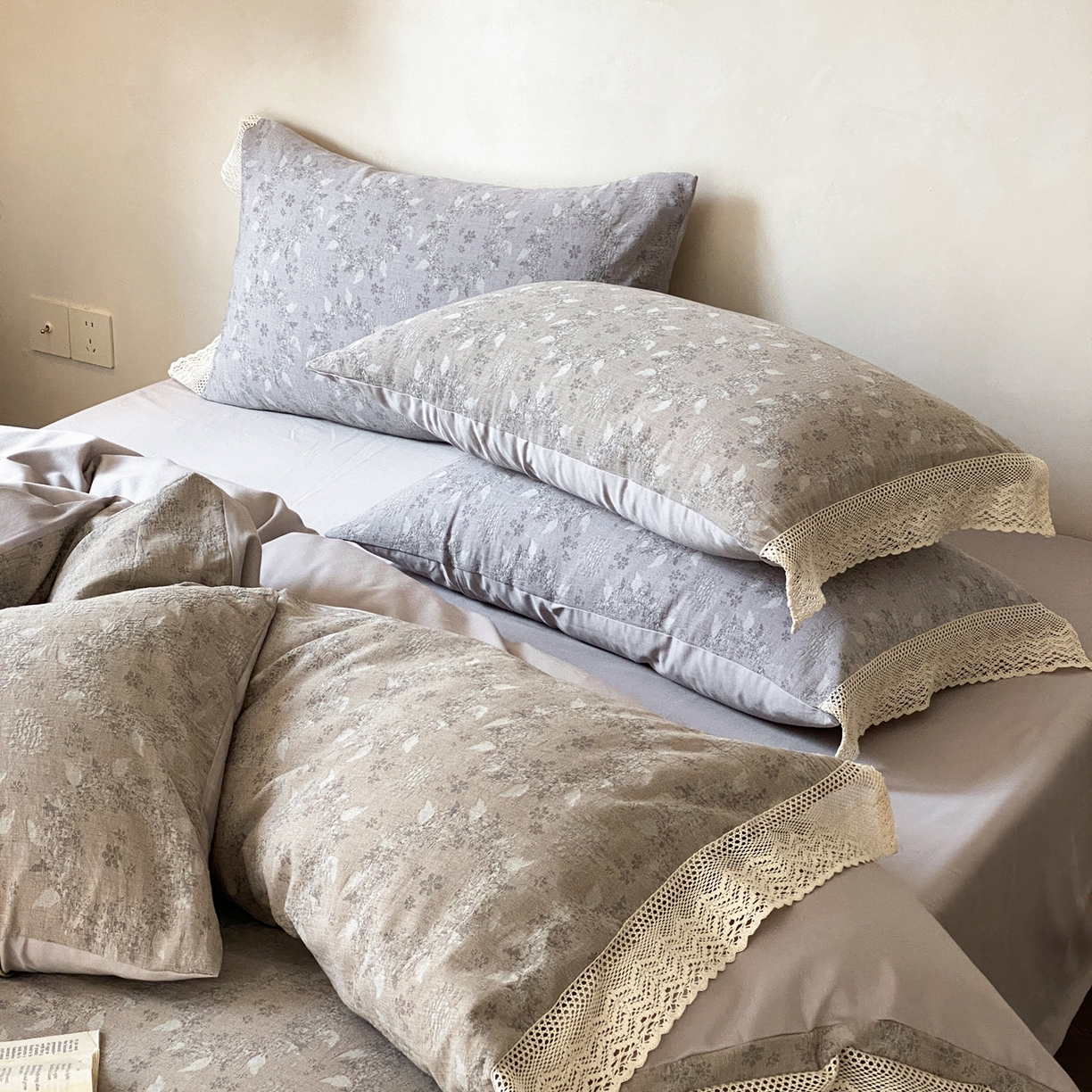 91家纺网 家纺一手货源 找家纺 赫帛 2026新款全棉纯棉色织提花水洗棉四件套-叶岚 叶岚-驼色