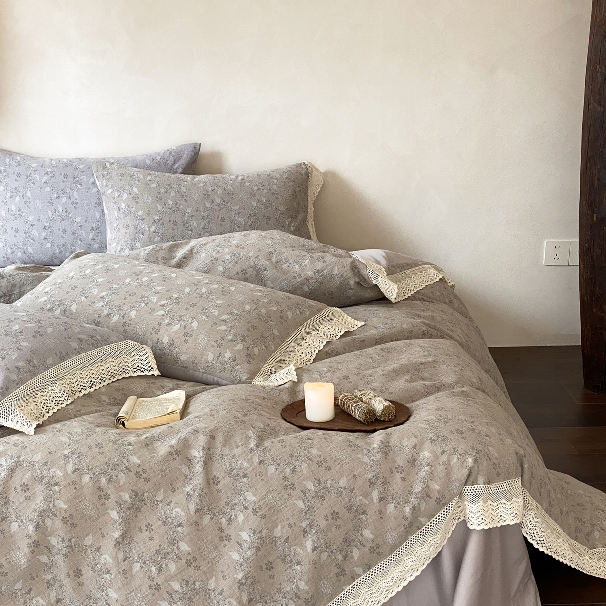 91家纺网 家纺一手货源 找家纺 赫帛 2026新款全棉纯棉色织提花水洗棉四件套-叶岚 叶岚-驼色