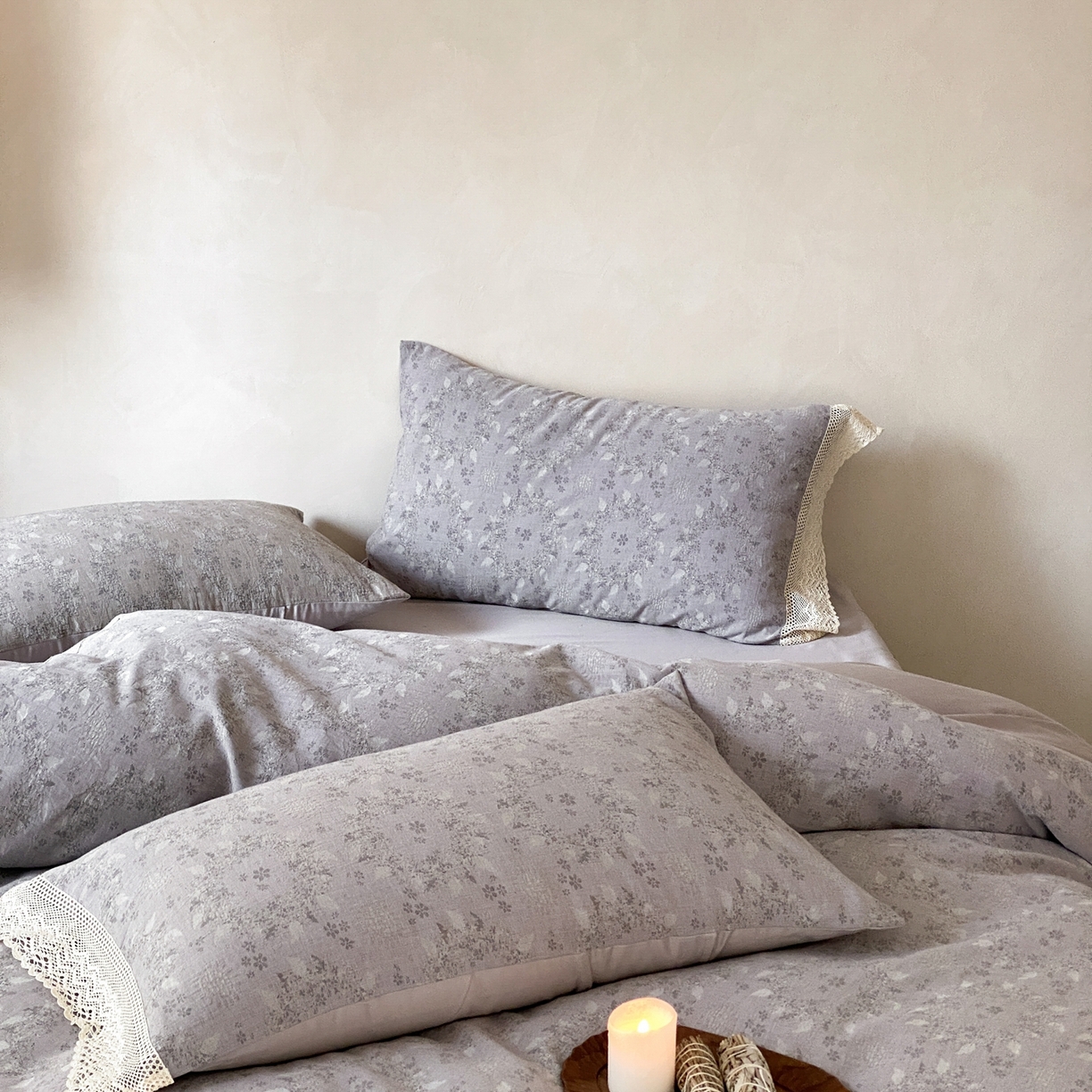 91家纺网 家纺一手货源 找家纺 赫帛 2026新款全棉纯棉色织提花水洗棉四件套-叶岚 叶岚-紫色