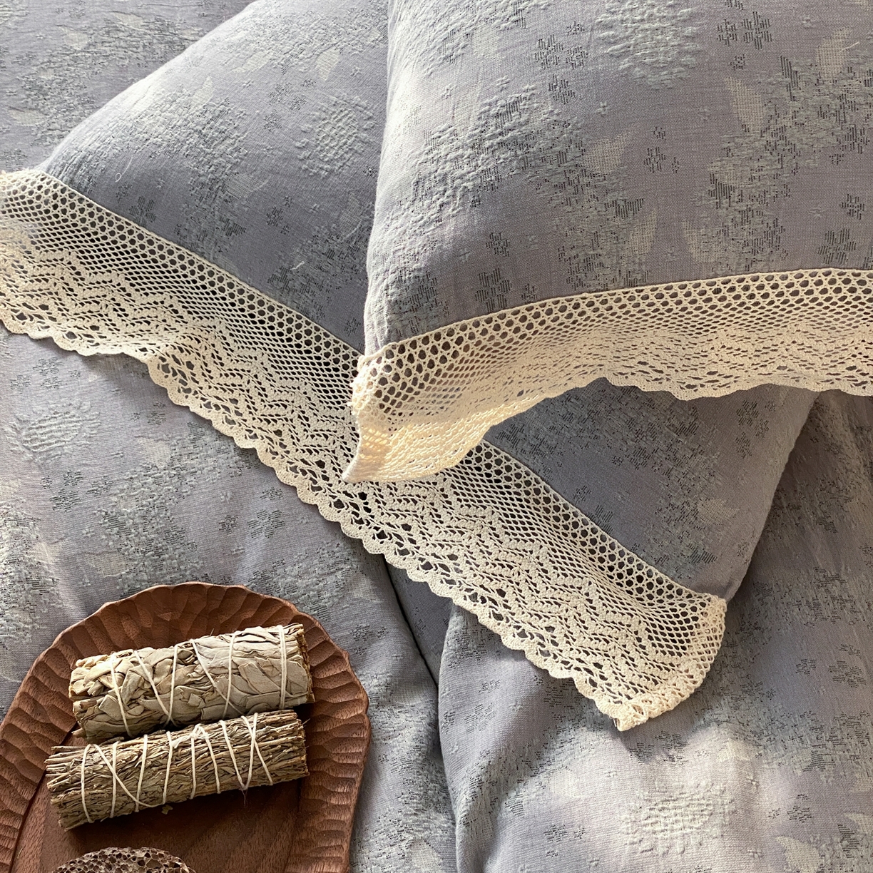 91家纺网 家纺一手货源 找家纺 （总）赫帛 2026新款全棉纯棉色织提花水洗棉四件套-叶岚