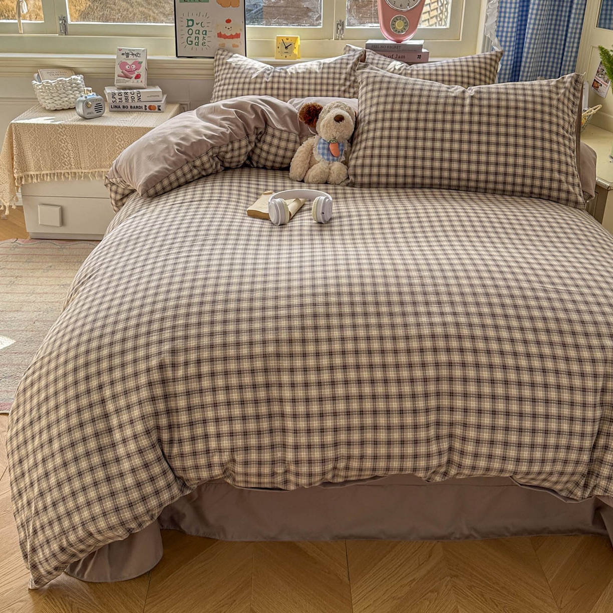 91家纺网 家纺一手货源 找家纺 暖伊家居 2026新款澳洲原单仿棉布袋四件套 格韵