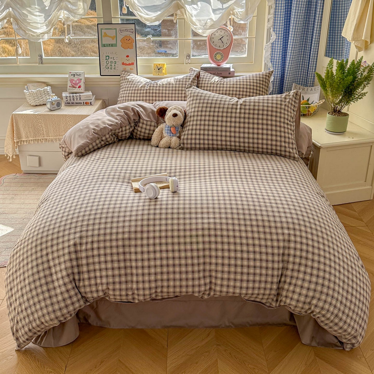 91家纺网 家纺一手货源 找家纺 暖伊家居 2026新款澳洲原单仿棉布袋四件套 格韵