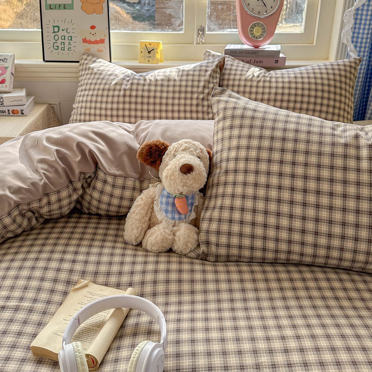 91家纺网 家纺一手货源 找家纺 暖伊家居 2026新款澳洲原单仿棉布袋四件套 格韵