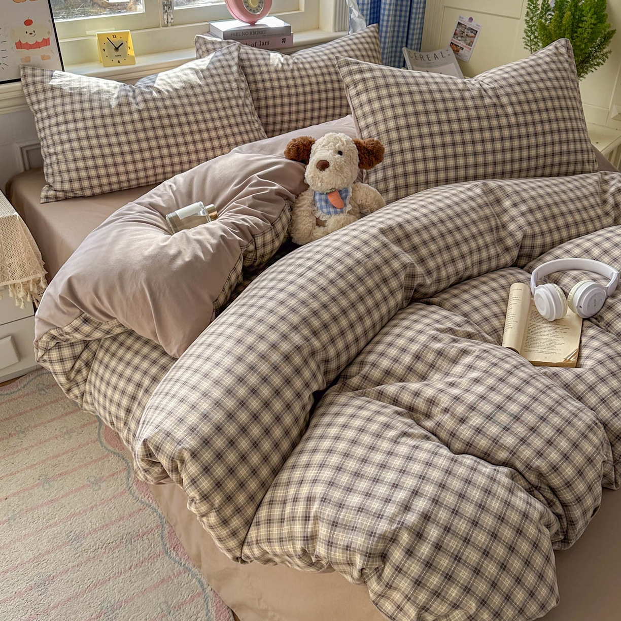 91家纺网 家纺一手货源 找家纺 暖伊家居 2026新款澳洲原单仿棉布袋四件套 格韵