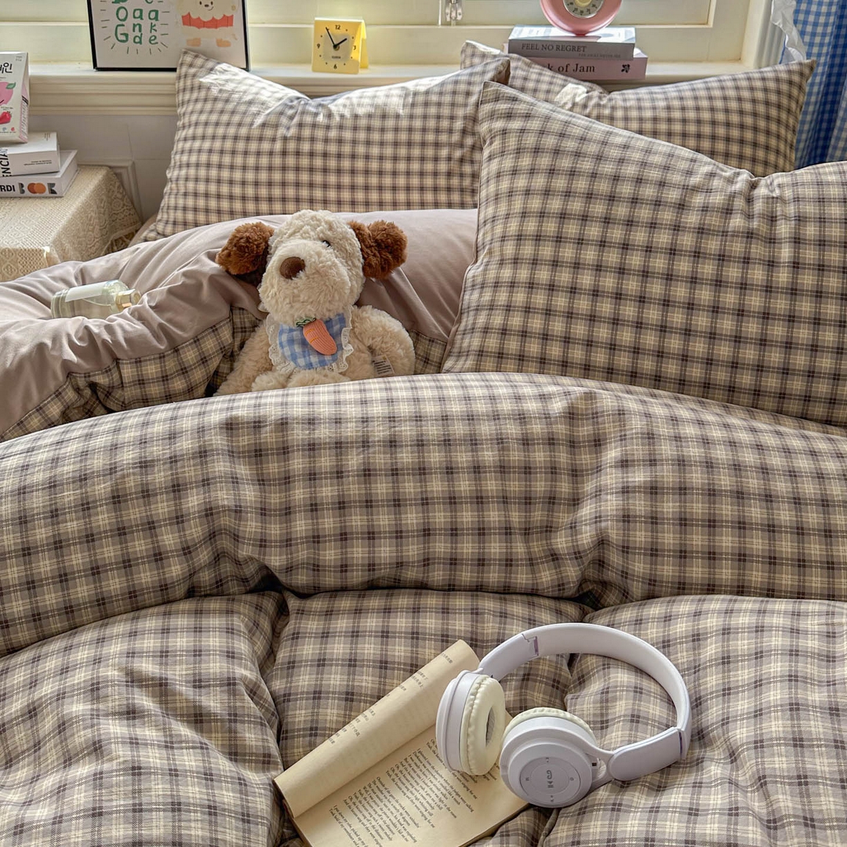 91家纺网 家纺一手货源 找家纺 暖伊家居 2026新款澳洲原单仿棉布袋四件套 格韵