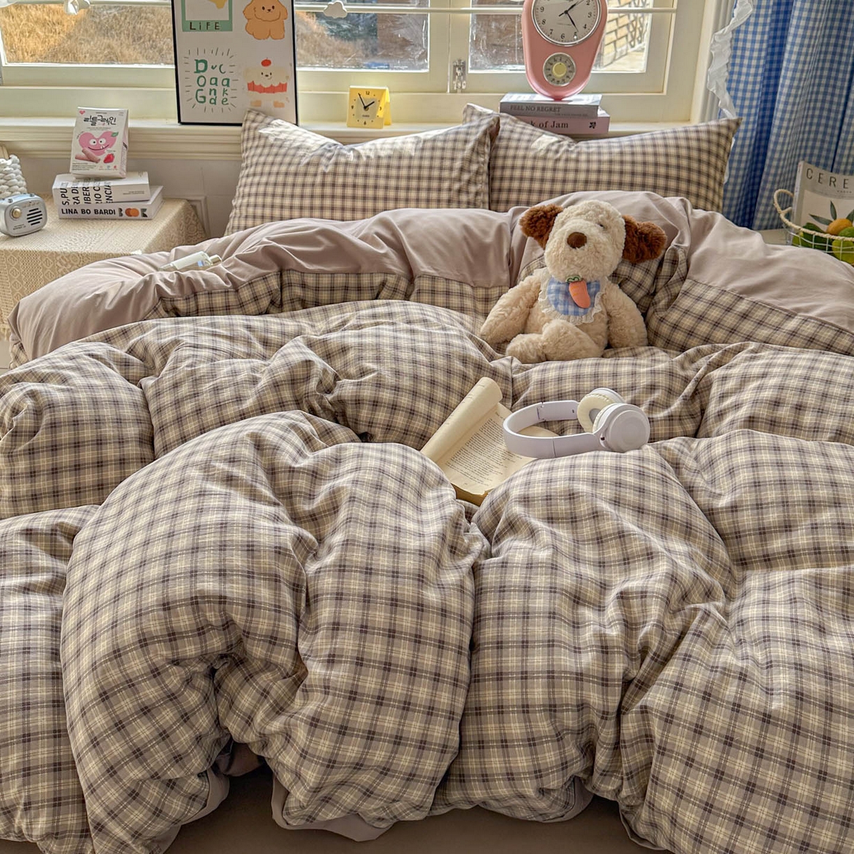 91家纺网 家纺一手货源 找家纺 暖伊家居 2026新款澳洲原单仿棉布袋四件套 格韵