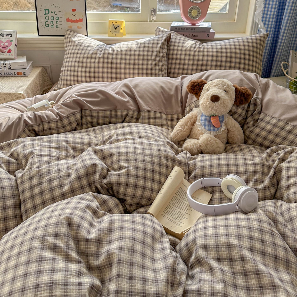 91家纺网 家纺一手货源 找家纺 暖伊家居 2026新款澳洲原单仿棉布袋四件套 格韵