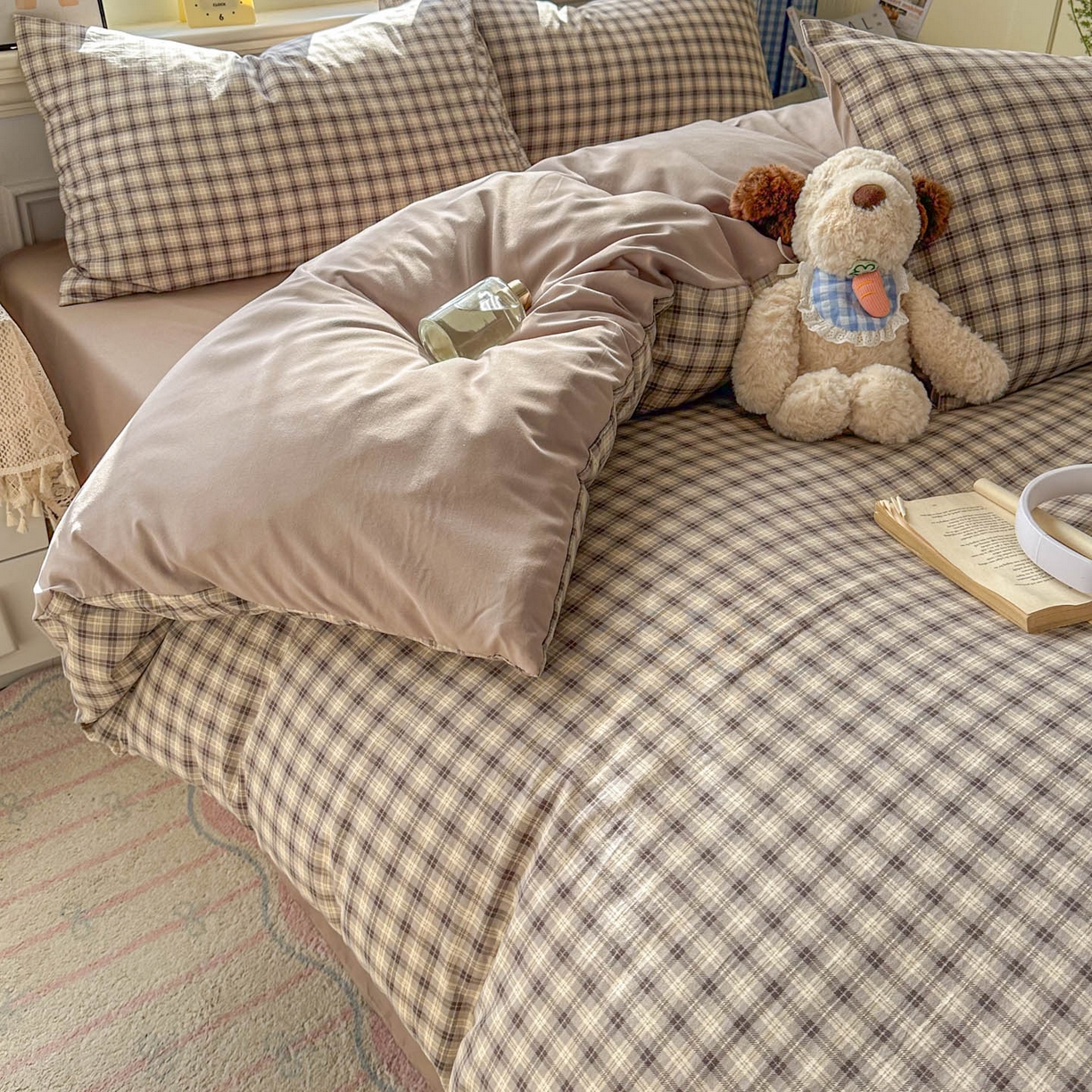 91家纺网 家纺一手货源 找家纺 暖伊家居 2026新款澳洲原单仿棉布袋四件套 格韵