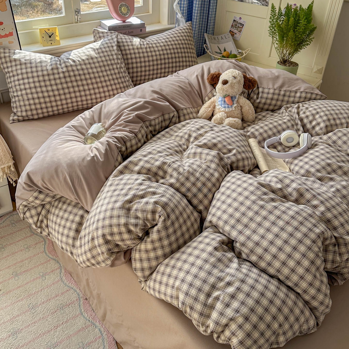 91家纺网 家纺一手货源 找家纺 暖伊家居 2026新款澳洲原单仿棉布袋四件套 格韵