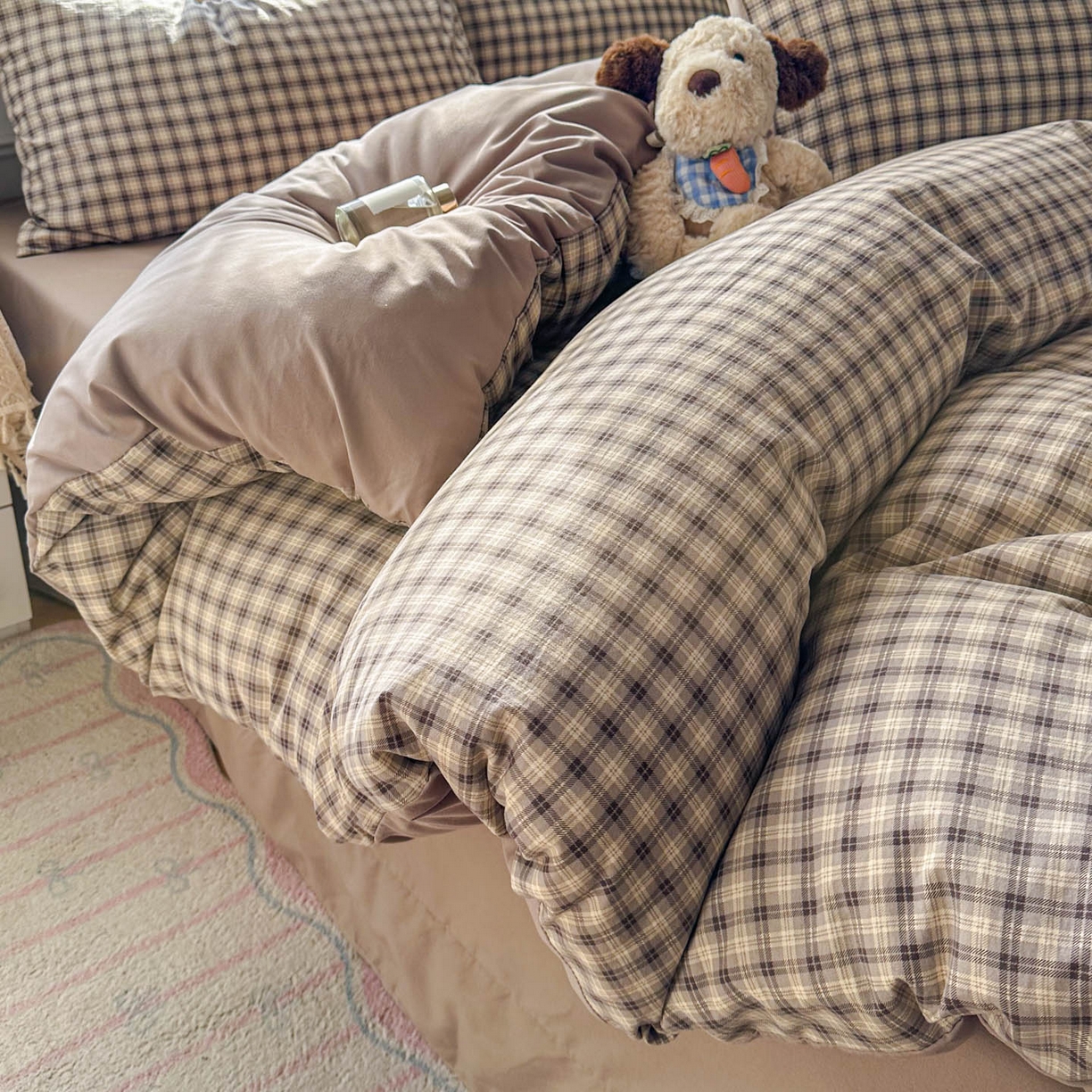 91家纺网 家纺一手货源 找家纺 暖伊家居 2026新款澳洲原单仿棉布袋四件套 格韵