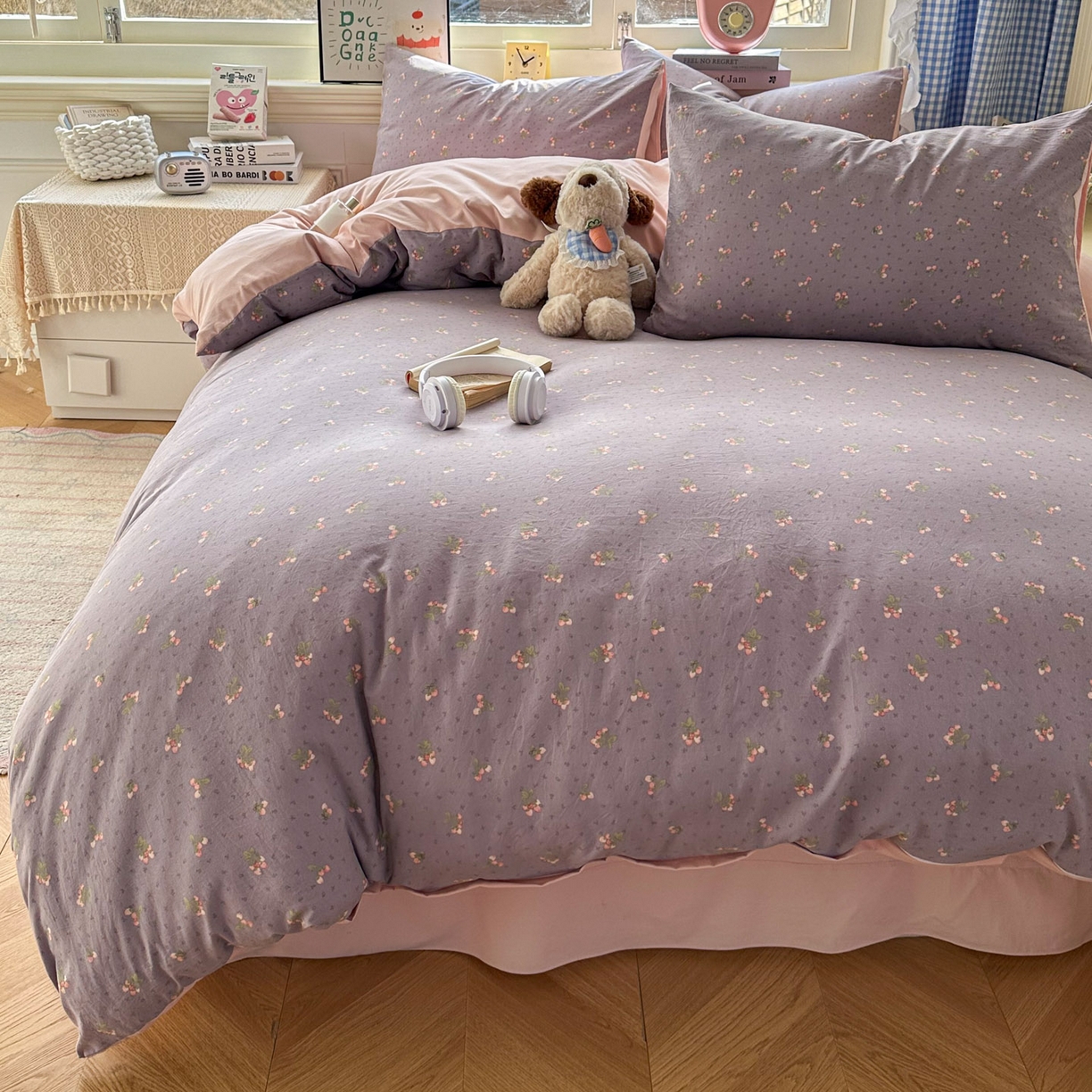 91家纺网 家纺一手货源 找家纺 暖伊家居 2026新款澳洲原单仿棉布袋四件套 野卉春