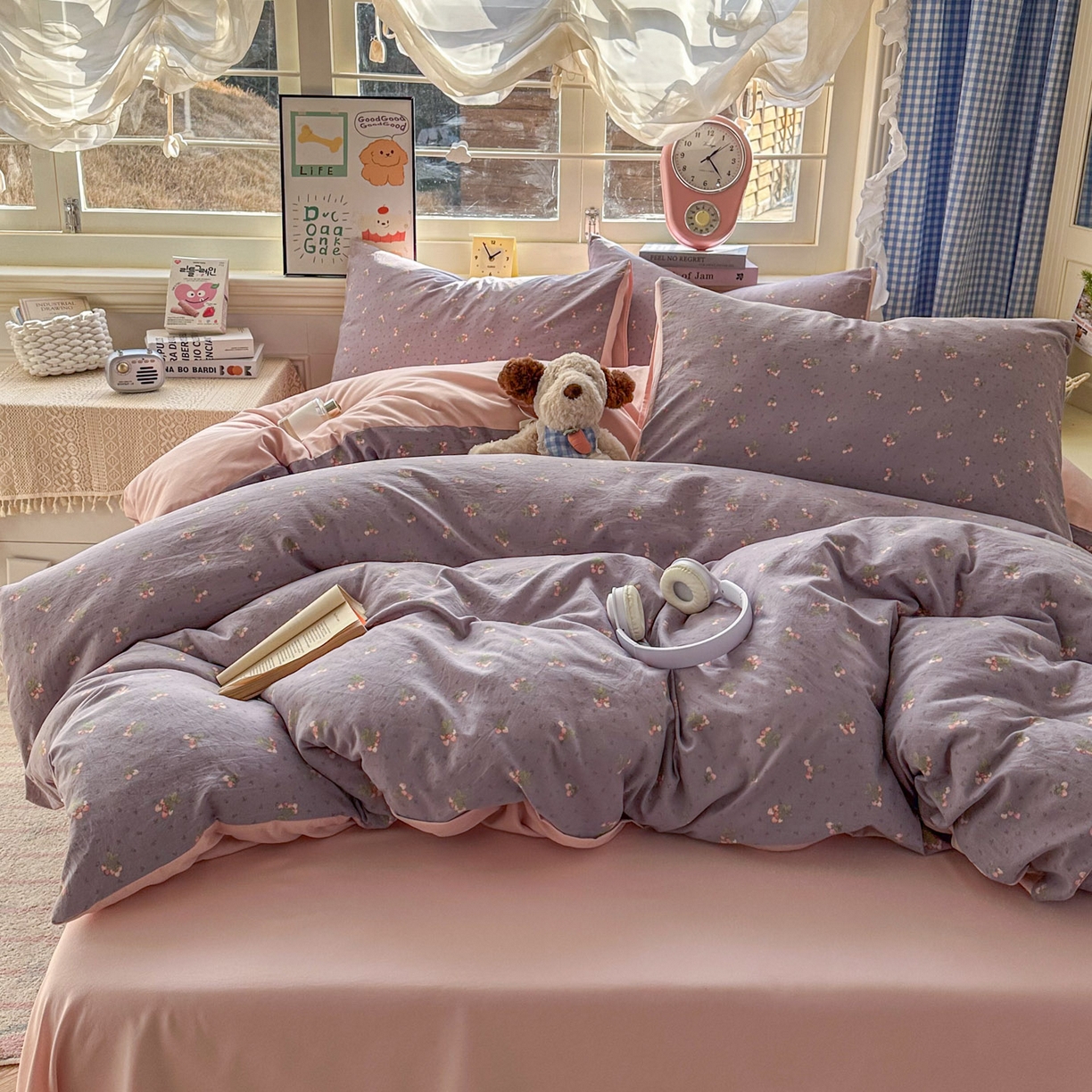 91家纺网 家纺一手货源 找家纺 暖伊家居 2026新款澳洲原单仿棉布袋四件套 野卉春