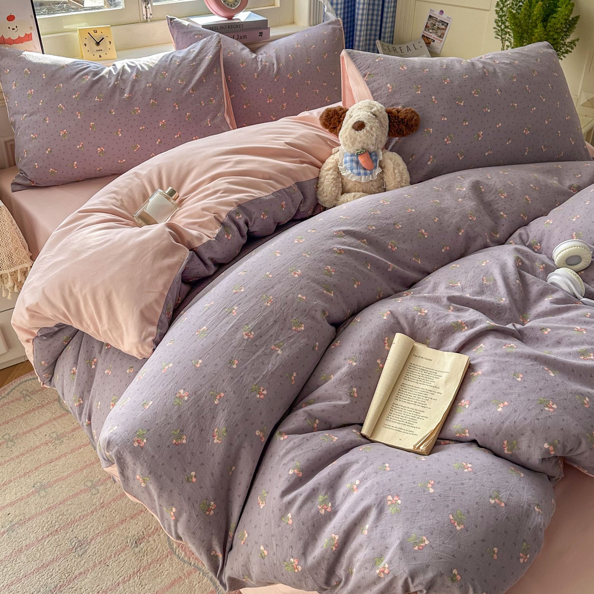 91家纺网 家纺一手货源 找家纺 暖伊家居 2026新款澳洲原单仿棉布袋四件套 野卉春