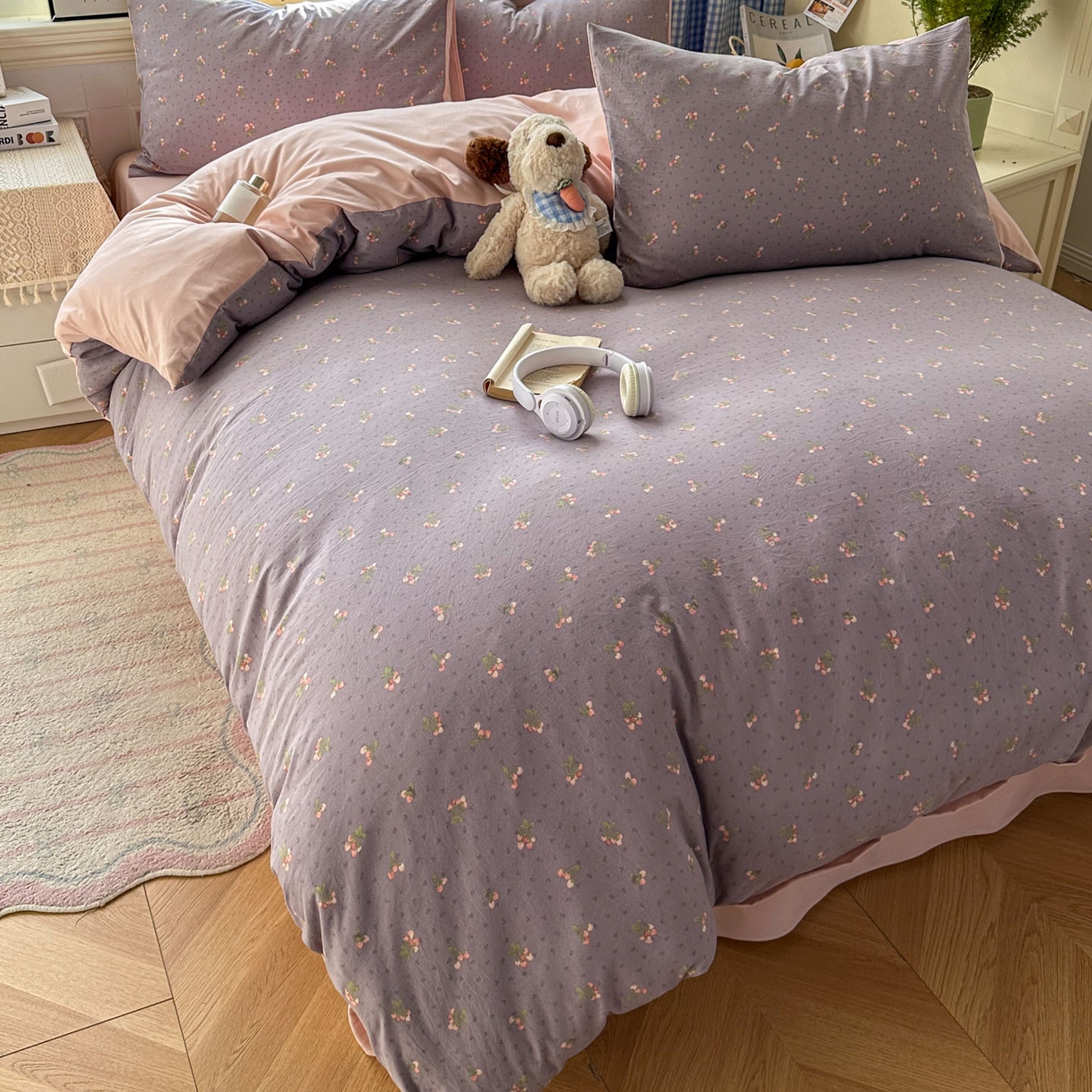 91家纺网 家纺一手货源 找家纺 暖伊家居 2026新款澳洲原单仿棉布袋四件套 野卉春