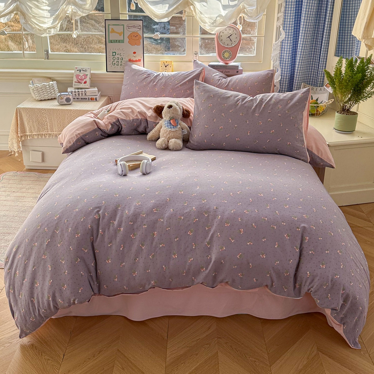 91家纺网 家纺一手货源 找家纺 暖伊家居 2026新款澳洲原单仿棉布袋四件套 野卉春