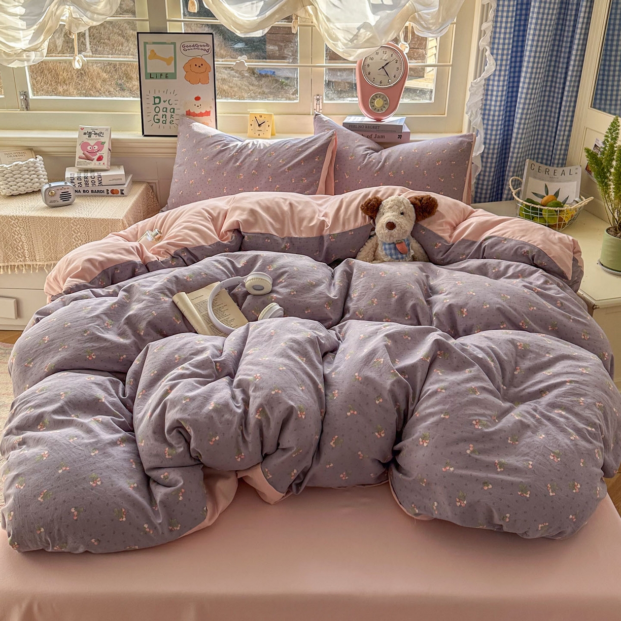 91家纺网 家纺一手货源 找家纺 暖伊家居 2026新款澳洲原单仿棉布袋四件套 野卉春